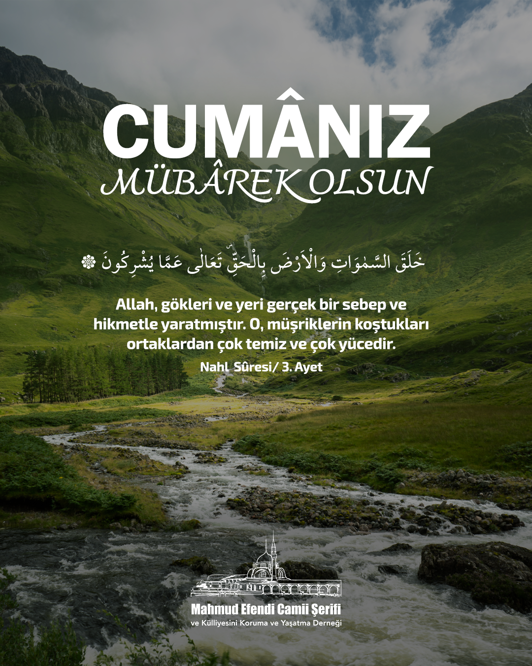 Cumâ günü; yaratılışın hikmetini hatırlama, kulluğu derinleştirme ve gönülleri Mevlâ’ya bağlama günüdür. Dualarınız kabul, gönlünüz huzur dolsun.